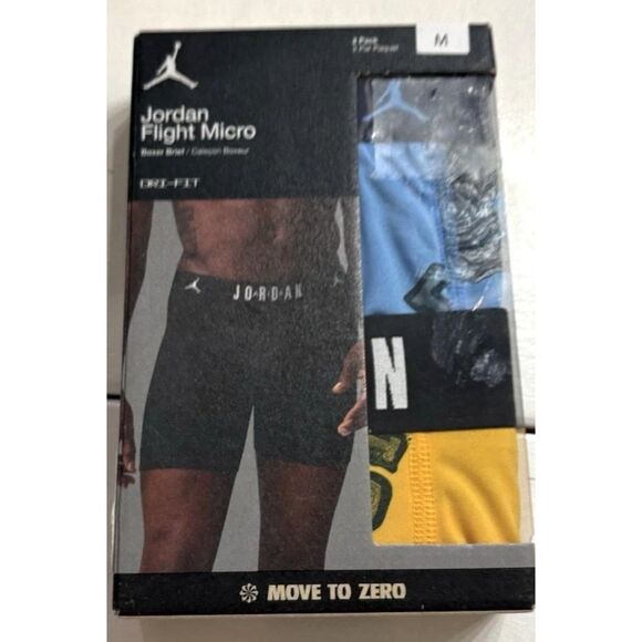 Jordan JM0671-Y2E Men's Sz M Yellow/Blue Flight Micro Boxer Briefs, 2-Pack - Picture 1 of 7
